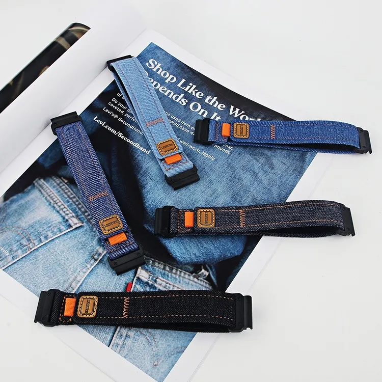Embroidered Denim Sport Watch Strap 2